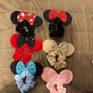 Minnie Mouse Ears Hair Scrunchies Set